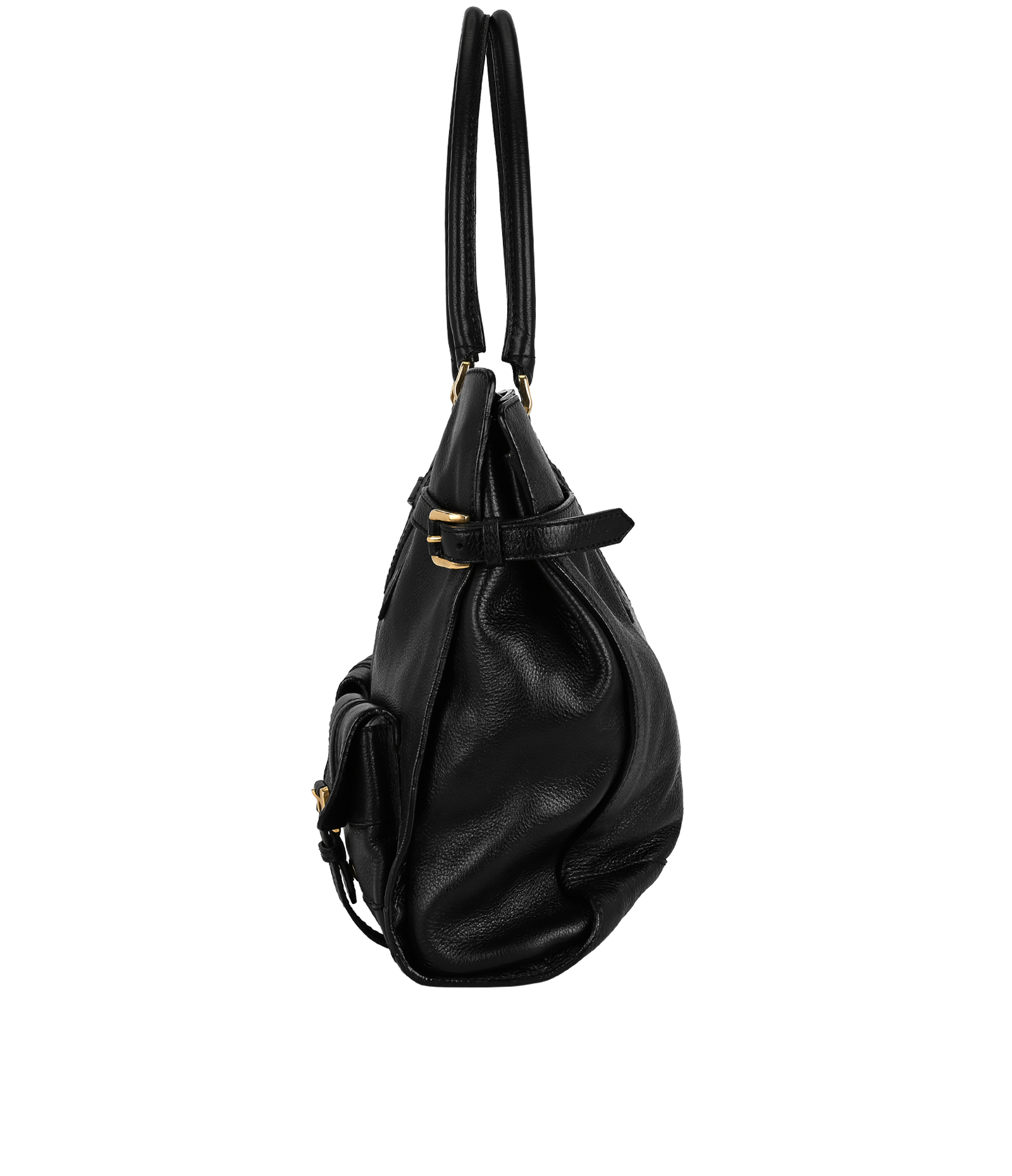 Buckles Detail Tote, &pound;295, Handbags, Black, Leather, Bottom view